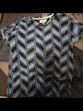 Desigual Navy & Light Blue Geometric Chevron Top